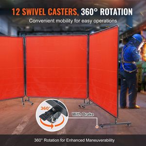 Marco de pantalla de vinilo ignífugo de 3 paneles de 6 x 6 con 12 soportes giratorios para una protección conveniente en soldaduras y trabajos con fuego - Product Image 5