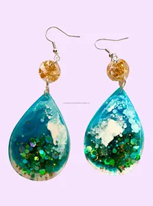 ต่างหูเรซิ่นลายดอกไม้แห้งดีไซน์ใหม่ ของตกแต่งเครื่องประดับสุดโปรดของสาวๆ - Product Image 4