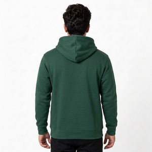 Sudadera con Capucha Verde Sólido para Hombre, Corte Regular, Forro Polar de Algodón, Informal, con Bolsillo Delantero, Impermeable, Ecológica, Forrada para Invierno - Product Image 2