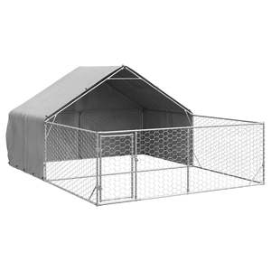Caseta para Perros de Exterior, Fabricada con Tela de Polietileno y Acero Galvanizado, Acabado Gris Elegante - Product Image 2