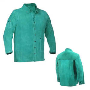 Veste de soudage en coton ignifuge certifiée avec cuir de vachette de qualité supérieure pour la protection thermique des soudeurs - Product Image 3