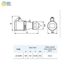 Connecteur électrique industriel de haute qualité 32A 2P+E 220-250V 6h IP44 LX-223N pour connexion de câbles - Product Image 5