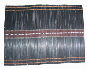 Natural Bamboo DYED Dining <b>Table</b> Placemats, Dark Brown and Natural Wood Striped Design, Heat-Resistant <b>Table</b> <b>Mats</b> with Fabric - Product Image 1