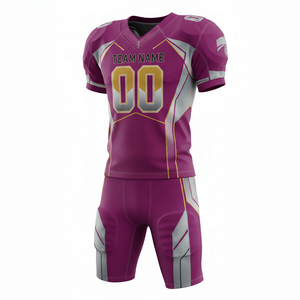 Ensemble d'uniformes de football américain personnalisés, maillot et pantalon de football sublimés, polyester respirant, vêtements de sport d'équipe - Product Image 1