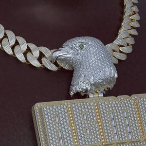 Custom Luxury 925 Sterling <b>Silver</b> 3D Letter Iced <b>Solid</b> VVS Moissanite Diamond Charm Pendant <b>Necklace</b> Hiphop Style Weddings - Product Image 2