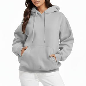High Quality Winter Women Oversized Hoodie Customized Logo Printing Front Appliques Heat Transfer Printed 100% Cotton Fleece - Product Image 5