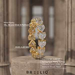 14K Solid Gold Heart Shape Lab Grown Diamond Eternity Ring Romantic Wedding Band for Women - Product Image 6