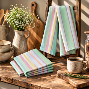 Paños de Cocina de Algodón 100% con Rayas de Colores, Diseño y Logotipo Personalizados, Calidad Premium, Súper Suaves, Fabricante Indio - Product Image 1