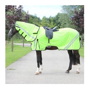 Manta Impermeable para Caballo, Cuello Alto, Tela Oxford Azul, Solapa Media para la Cola, 2 Correas para las Patas, Uso en Todas las Estaciones al Aire Libre - Product Image 4