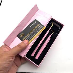 Pinzas de Aislamiento Curvas y Delgadas de 90 Grados, Color Rosa Dorado, Acero Inoxidable, Alta Precisión, Logotipo Personalizado, Instrumento de Belleza - Product Image 1