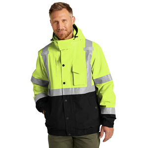 Chaqueta de Trabajo con Capucha Reflectante Personalizada, de Alta Visibilidad, Impermeable, Transpirable, con Luz LED Intermitente, para Guardias de Seguridad en Invierno - Product Image 1
