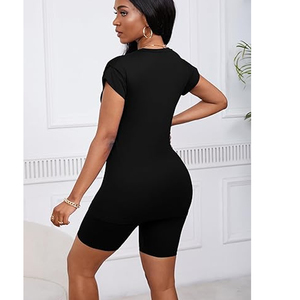 Conjunto de Dos Piezas de Ropa Casual para Mujer, Camiseta Holgada de Cuello Redondo y Pantalones Cortos de Ciclismo - Product Image 2