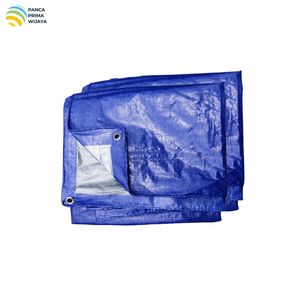 High Quality Blue Silver PE Tarpaulin Sheet 6x8m 90 GSM Waterproof UV Resistant Plastic <b>Tarp</b> Cover with Eyelets - Product Image 4