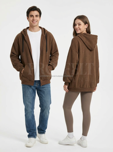 Sweat-shirts à capuche surdimensionnés 100% coton, imprimés sur mesure, vente en gros, streetwear, fermeture éclair, hiver, automne, décontractés - Product Image 3