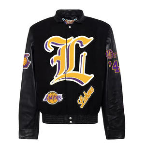 Chaquetas Varsity Letterman Personalizadas de Lana 100% para Hombre, con Mangas de Cuero Genuino y Chenilla, Diseño Graffiti - Product Image 1