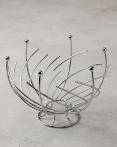 OEM Silver Metal Wire Fruit Storage Basket Curved Rod Ball End Custom Logo Kitchen Bread Bowl Organizer - Product Image 4