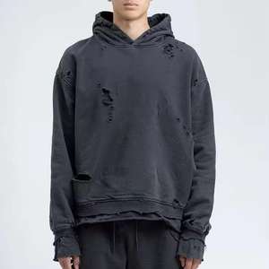 Hoodie Homme Distressed Style Unique Tendance à Prix Abordable – Vente Flash – Direct Usine - Product Image 1