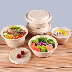 Bol jetable en bagasse de 26 oz avec couvercle – Emballage biodégradable et écologique pour salades, soupes, services rapides et repas sains – Non blanchi - Product Image 1