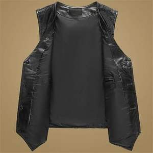Chalecos de Cuero para Hombre, Chaleco de Motocicleta de Cuero Genuino para Invierno, Servicio OEM con Bolsillos de Transporte - Product Image 2