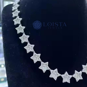 LOISTA Star Moissanite <b>Statement</b> <b>Necklace</b> 925 Silver Rhodium Plated Women's Luxury Party Jewelry - Product Image 4