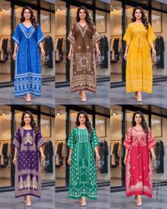 Women Leranath Fashion Ethnic Salwar Kameez Dress Crape Block Print Tunic <b>Kaftan</b> Style Indian Pakistani <b>Top</b> Casual Recycled - Product Image 6