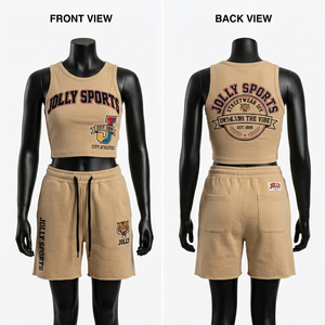 Women Crop Top Shorts Set GSM Spandex Sublimation Print Graffiti <b>Elastic</b> Waist Quick Dry Heat 100% Cotton T shirt & Short Set - Product Image 3