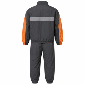 Men Gray Polyester Tracksuit <b>Set</b> Orange Accents Drawstring Closure Side Pockets Sporty <b>Jogger</b> Style Eco-Friendly 2 1 Design - Product Image 2