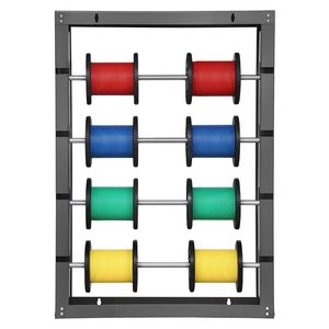 Support mural pour bobines de fil en acier laminé à froid à 4 tiges réglables, support de rangement multi-bobines pour câblage, capacité de 150 lb - Product Image 4
