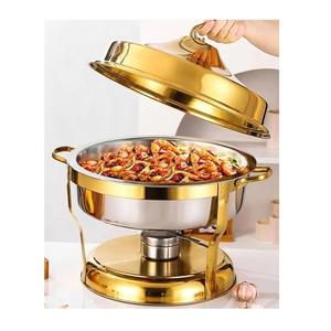 Recipiente para Calentar Comida con Tapa, de Cobre Acanalado, Estilo Buffet Tradicional, para Hoteles y Servicios de Catering - Product Image 5