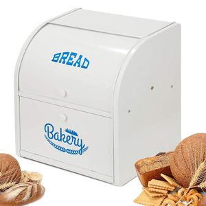 <b>White</b> Metal Flip Top <b>Lid</b> Kitchen Food Storage Cabinet <b>with</b> Lock Dustproof Modern Container - Product Image 4