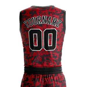 Conjunto de Uniforme de Baloncesto Personalizado con Camuflaje Rojo, Sin Mangas, Impresión Sublimada, Secado Rápido, Uniforme Deportivo para Adultos Unisex - Product Image 6