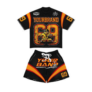 Ensemble de chemises courtes en tissu éponge écologique de haute qualité, fabriqué sur mesure par Muid, pour un look décontracté d'hiver, avec un design délavé au soleil et des strass - Product Image 4