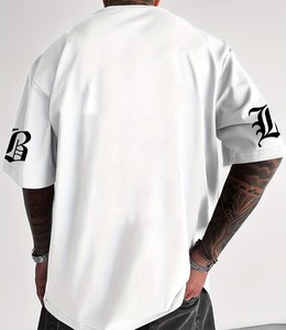 Camiseta de Hombre de Algodón 100% de Manga Corta con Hombros Caídos, Estilo Casual, 280g, con Logo Frontal Sólido, Corte Regular, Venta al por Mayor de Fábrica - Product Image 3