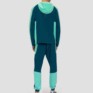 Men's Hooded Color Blocking Track Suit <b>Set</b> <b>Knitted</b> Polyester Quick Dry Sporty Autumn Jogger Outwear Two Piece Zipper Front Logo - Product Image 2