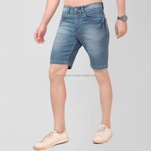 Nardon Apparel alta calidad ecológico Anti-UV secado rápido algodón sólido piedra lavado desgastado Denim Jean Shorts hombres - Product Image 5