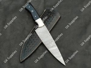 Cuchillo de Chef de Acero de Damasco Hecho a Mano, Hoja de 7 Pulgadas con Espiga Completa, Mango Ergonómico y Funda, Cuchillo Profesional para Cocina, Venta al por Mayor OEM/ODM - Product Image 5