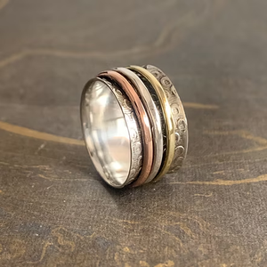 925 Sterling Silver Rotating Band <b>Ring</b> Multi Tone Customized Design Jewelry Wholesale Supplier - Product Image 3