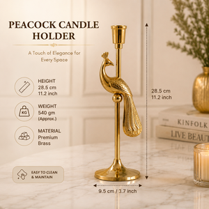 Premium Brass Peacock Candle Holder <b>Stand</b> Taper Candlestick Holder <b>Bird</b> Design Home Decor Wedding Table Centerpiece Decoration - Product Image 5