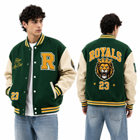 Blouson universitaire en laine avec manches en cuir et patch brodé – Bomber pour équipes et clubs – Échantillon rapide usine – Tenue d'équipe, vêtements de sport, streetwear