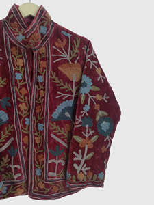 Veste à col mandarin en coton brodée à la main avec des motifs floraux, manches longues, longueur normale, pour femmes adultes, style Prairie Chic, idéale pour le printemps - Product Image 6