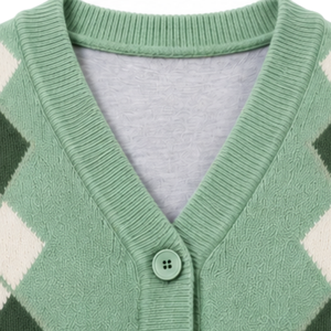 Cárdigan de punto para hombre con cuello en V, diseño de rombos, botones frontales, manga larga, clásico, informal, cálido, para otoño, 100% XL - Product Image 4