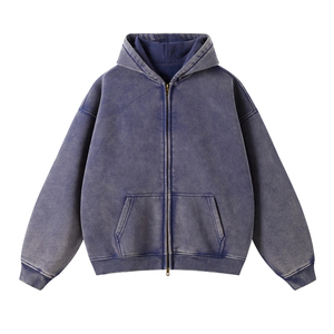 Oversized Hooded Zip-Up Sweatshirt Solid <b>Pink</b> Fleece Cotton Casual Autumn Wear Regular Sleeve Knitted Unisex <b>Hoodie</b> - Product Image 4