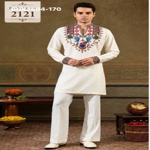 Fournisseur de Kurta-Pant pour homme de la plus haute qualité en rayonne avec broderie multicolore - motifs paon et floraux - de Surat - Product Image 1