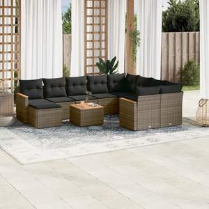 Conjunto de Sofás Modulares Grandes de Ratán PE Gris para Jardín, Colección Premium de Muebles para Exteriores - Product Image 1