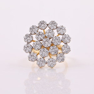 Yellow <b>Gold</b> 14KT Floral Lab Diamond Cluster <b>Ring</b> Vintage Inspired Luxury Statement <b>Cocktail</b> <b>Ring</b> Bridal Anniversary Fashion - Product Image 2