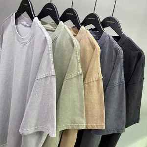 Camiseta de Algodón de Color Sólido para Hombre, Talla Grande, Manga Corta, Cuello Redondo, Estilo Casual, Tejido Jersey, Tinte Liso, Corte Regular - Product Image 2