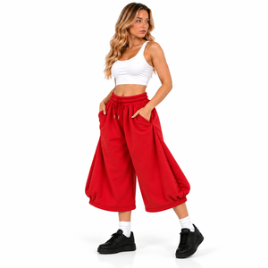 Shorts amples personnalisés pour femmes, style Y2K tendance, jambes larges, taille élastique avec cordon de serrage, couleur unie, bermudas pour femmes - Product Image 5