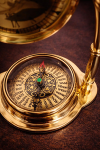 Elegant Brass Nautical <b>Clock</b> with Compass Vintage Hanging <b>Desk</b> Timepiece Antique Office Table Decor - Product Image 6