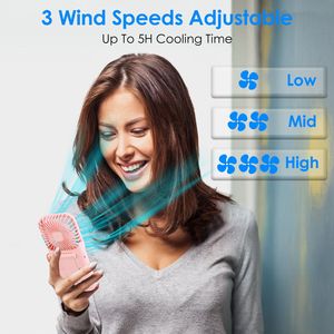 Ventilateur portable pliable 5-en-1 mains libres rechargeable avec sangle de cou, 3 vitesses, ventilateur à main, batterie externe et support de téléphone - Product Image 2