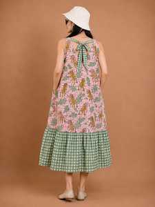 Robe tunique sans manches et sans col pour femme, imprimé floral et animalier, coupe ample, longueur ras du sol, tenue décontractée d'été - Product Image 5